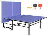 9*4.1ft Blue Mid-Size Table Tennis Table Foldable & Portable Ping Pong Table Set for Indoor Games W1408P478681