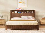 Full Extra Long Size bed frame with storage headboard, built-in charging station, wavy 82735550