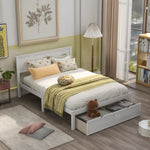 ZUN Full Size Platform Bed with Under-bed Drawers, White 50131795