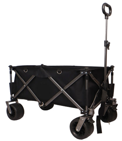 ZUN Folding Wagon, Heavy Duty Utility Beach Wagon Cart for Sand with Big Wheels, Adjustable Handle&Drink W321P163962