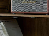 A high arched storage cabinet with a lamp, a modern retro-style wooden storage cabinet with 22213549