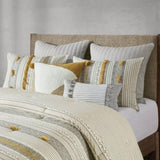 3 Piece Cotton Comforter Set Gray/Yellow King/Cal King B035128786
