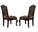 Beautiful Hand Carved Formal Traditional Dining Side Chair with Faux Leather Upholstered Padded Seat B011P145131