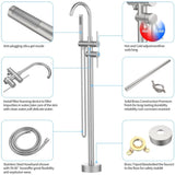 Floor Mount Bathtub Faucet Freestanding Tub Filler Brushed Nickel Standing High Flow Shower Faucets T3177P277533
