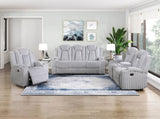 Light Gray Double Reclining Sofa with Cup Holders Ultra Comfort Premium Corduroy Upholstery Living B011P501907