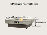 34Inch Square Propane Fire Pit Table, Modern 2in1 Outdoor Fire Pit Table with 3Position W853P553911