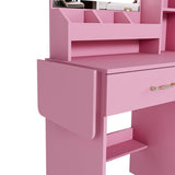 Vanity Desk with LED Mirror Lights and Power Outlet Charging Station, Makeup Dressing Table with 3 93490153