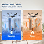 ZUN 72 Inch Industrial DC Motor Ceiling Fan with light, Large Ceiling Fan with 8 Reversible Blades, 3 W2352P204478