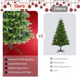 ZUN 6.5ft Artificial Christmas Tree Prelit PE&PVC with Metal Stand,450 Bi-Colour LED Lights,1791 Branch 86111112