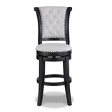 ZUN 2pc Swivel Pub Stools Counter Height Chair Upholstered Seat Nailhead Trim Footrest Wooden Dining B011P262360