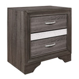 Glamorous Two-Tone Finish Nightstand Hidden Jewelry Drawer Polish Chrome Bar Bedroom Furniture B01146215