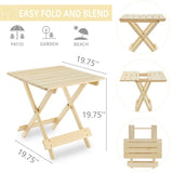 Folding Square Table Patio Outdoor solid wood Table for Backyard, Balcony, Portable Design 94342965