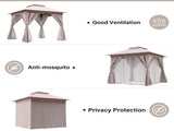 8'x8' Patio Gazebo Outdoor Heavy Duty Party Tent Shelter With Double Roofs, Mosquito Nettings And 76721930