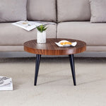 ZUN Modern Round Coffee Table - Annular Texture, Durable and Robust With a Diameter of 23.6 W2920P226079