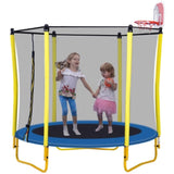 5.5FT Trampoline for Kids - 65" Outdoor & Indoor Mini Toddler Trampoline with Enclosure, Basketball 82509817