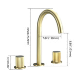 Two Handles Widespread 8 Inch Bathroom Faucet, Brushed Golden W122458163