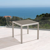 ZUN Outdoor Dining Table - Anodized Aluminum - Wicker Table Top - Square - Silver and Gray - 35" 64420.00