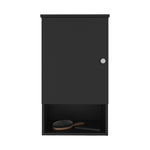 ZUN Medicine Cabinet 28.6" H, with 1 Door and 3 Shelves, Black B097P250858