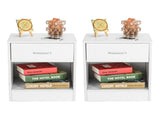 1-Drawer Bedside Table with Open Space 2pcs Particleboard with Textured Melamine Surface 99731564