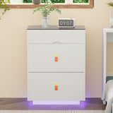 3-Drawer 30'' Nightstand LED Light, Modern Nightstand 3 Storage Drawers, Bedside Table N733P304515K