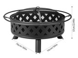 30 Inch Round Outdoor Wood Pit, Heavy Duty Wrought Iron Firepit with Hinged Spark 98743437