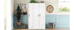 ZUN 3-Door Shutter Wardrobe with shelves, White 71563145