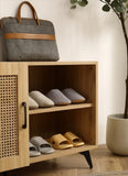 ZUN Modern Shoe-Storage Cabinet with Natural Rattan Mesh Door and Solid Wooden Handle 39.37inch W158183855