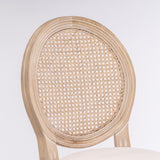 French Country Wooden Barstools Rattan Back With Upholstered Seating , Beige and Natural ,Set of 2 W162290987