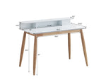 ZUN Roskilde Mid-Century Modern Wood Writing Desk with Hutch, White T2574P164625