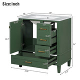 30" Bathroom Vanity in Green, Modern Bathroom Cabinet Sink Combo Set, Bathroom Storage Cabinet WF321698AAF