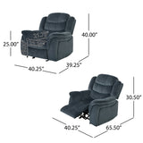 Classic Design, Steel Gray Plush Fabric, Glider Recliner 57412.00FSTL