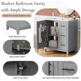 30-inch bathroom vanity with ceramic sink, rubberwood frame, MDF panels, one door with double N729P290689E