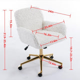 Furniture Office Chair,Artificial rabbit hair Home Office Chair with Golden Metal Base,Adjustable 58136779