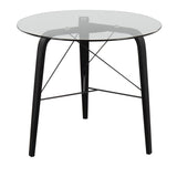 Trilogy Mid-Century Modern Round Dinette Table in Black Wood with Clear Glass Top by LumiSource B202P223354