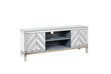 Mirrored TV Stand for 65 inch TV,Sliver TV Console Table with Open Storage & 2 Storage Cabinets ,M W1445P204028