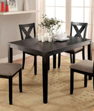 ZUN Brushed Black Solid wood 5pc Dining Set Table And 4x Chairs Brown Fabric Cushions Seats X-Cross Back B011P214984