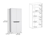 67"H Kitchen Storage Cabinet, with Four Doors and Five Interior Shelves,White/Black B097P167411