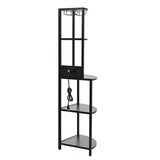 ZUN 5 Tier Corner Shelf with LED Light and USB Plug, With Glass Holder, Tall Standing Shelf for Wall W420P207358