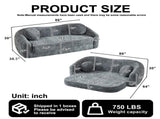 86-inch Curved Convertible Sofa Recliner, 2-in-1 Frameless Folding Sofa Bed with Pull-Out Base and W3505P452818