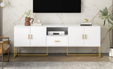 U-Can Modern TV Stand for TV up to 70 Inches,TV Cabinet with 1 Drawer, 2 Cabinets and Metal Legs, N724P198473K