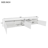 ON-TREND Unique Design TV Stand with 2 Glass Shelves, Ample Storage Space Media Console for TVs Up WF314584AAK