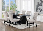 ZUN Unique Contemporary Gray Boucle Fabric Set of 2pc Dining Chairs Black Wooden Legs Parson Side Chair B011P234754