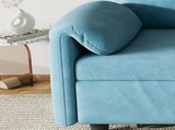 Sofa Showcase 54" Velvet Blue Sofa Bed A Dual-Purpose Living Room Gem with a Retractable Bed W3371P302132