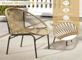 3-Piece Patio Set, 2 Acapulco Chairs Tempered Glass Table, PE Rope Powder-Coated Steel Frame 15680874