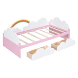 Twin Size Bed with Clouds and Rainbow Decor WF303699AAH