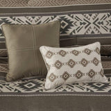5 Piece Stripe Herringbone Comforter Set with Throw Pillows Brown Full/Queen B035P266667
