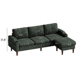 Convertible Combination Sofa Sofa L-Shaped Sofa with Footstools with Storage, Green Sofa for Living W2012P318978