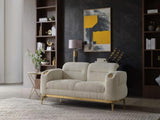 Zoe Modern style Loveseat made with wood and Gold accents in Cream G150109331