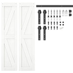 ZUN 42 in. x 84 in. Sliding Double Barn Door with 7FT Barn Door Hardware Kit ,K Frame,MDF+Solid Wood 60324949