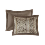 5 Piece Reversible Jacquard Bedspread Set Brown/Gold Queen B03597513